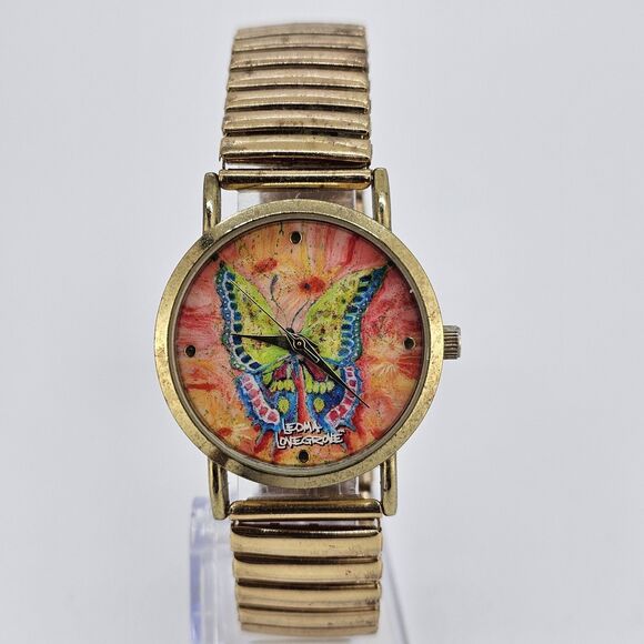 Leoma Lovegrove Women's Watch 34MM Butterfly Dial Gold Bracelet 6" New Battery - Picture 1 of 12